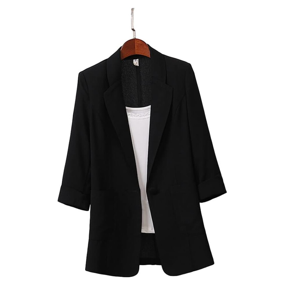Blazer Da Donna, Giacca Da Ufficio Formale, VestibilitÃ Ampia, Casual, Cappotto, Nero, Xl