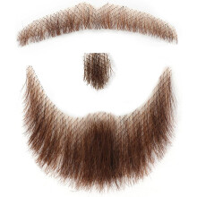 Barba finta in capelli umani invisibile traspirante, baffi castani realistici per uomo