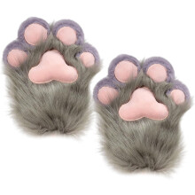 Kattepotehandsker 1 par 25 cm bløde, plysagtige, lodne vanter Therian Cosplay
