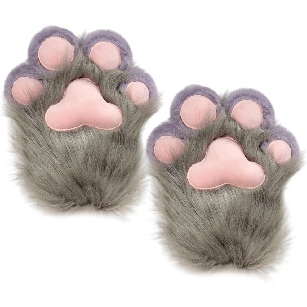 Oimg Cat Paw Gloves 1 Pair 10In Soft Plush, Furry Mittens Therian Cosplay