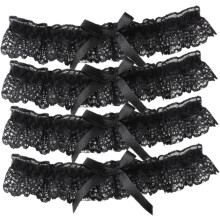 Ligas para noivas, conjunto de 4 peças, gravata borboleta preta, elástico, renda, sexy, para casamento.