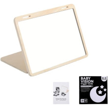 Miroir pliable 2 en 1 pour bébé, idéal pour l'éveil au ventre, avec cartes à contraste élevé (0-6 mois)