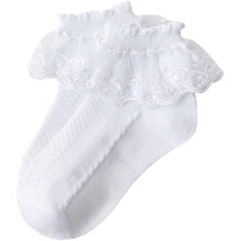 Calcetines tobilleros de encaje para niñas, transpirables, con volantes, cortos de princesa para bebés de 1 a 3 años, color blanco