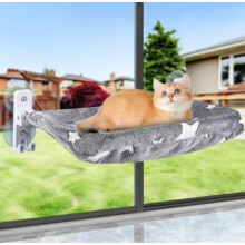 Trådløs hengekøye for katter, robust vinduramme, sammenleggbar i dobbelt stoff hele året, L