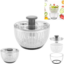 Slacentrifuge voor sla en fruit, 6 liter, handmatige centrifuge, wit, keuken