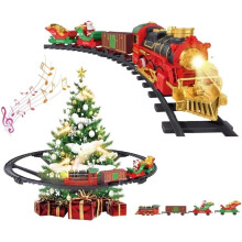 Hanging Christmas Train Set with Odorless Steam, Festive Sounds Santa Claus Car