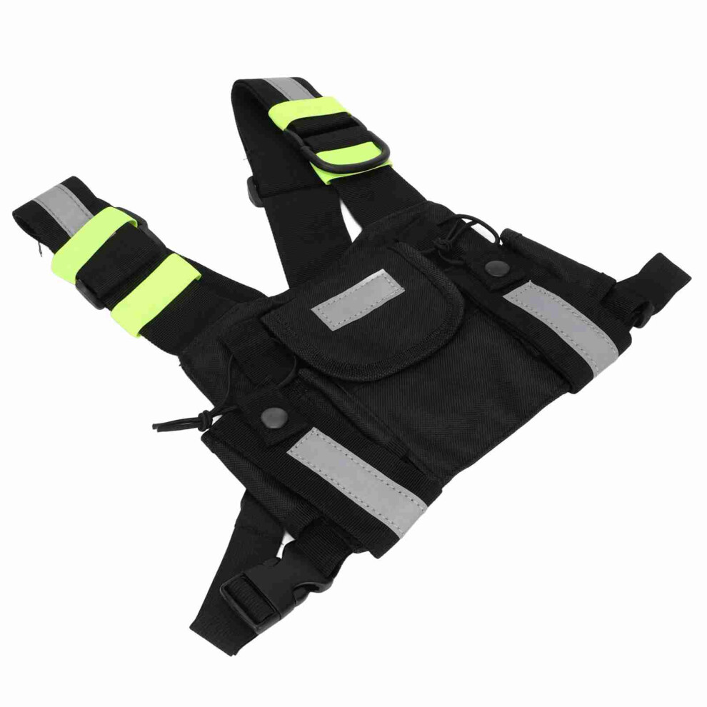 Reflective Radio Holster Vest For Walkie Talkies - Universal Fit Green 7891376578292