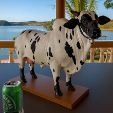 Håndlaget Bull Whisky-karaffel med trebunn - Alkoholdispenser for brennevin