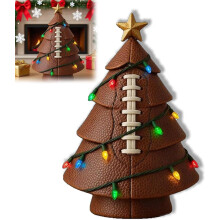 Football Christmas Tree Decor - Fun Brown Mashup Figure with Gold Star Topper