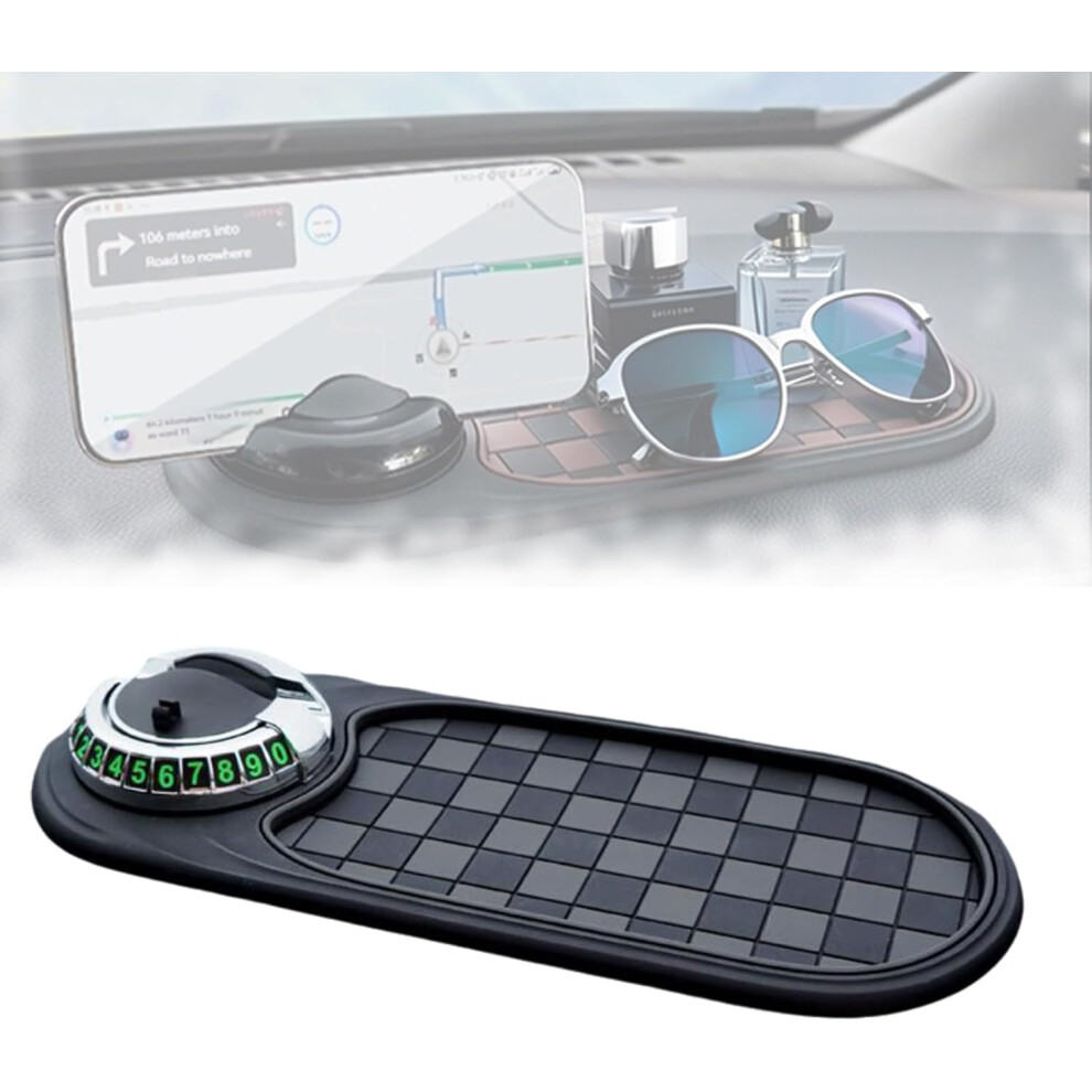 Car Dashboard Anti-Slip Mat With Phone Holder - Rotatable With Parking Number 3233222760996