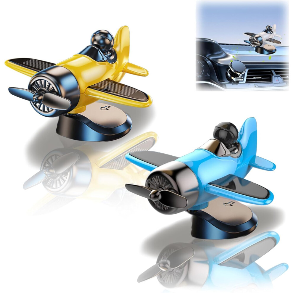 Solar Car Dashboard Drifting Airplane Ornament - Rotating Dashboard Decor 3233222759976