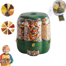 Dispensador de doces giratório de bancada com 6 compartimentos - Recipiente hermético para armazenamento de alimentos