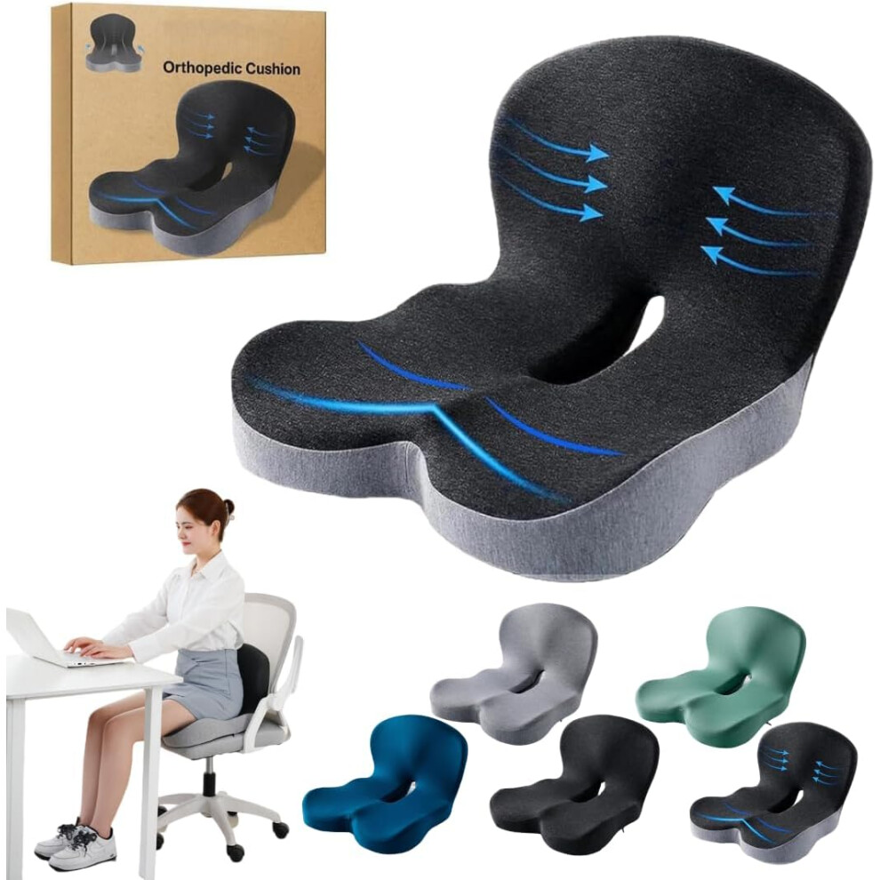 Orthopedic Seat Cushion For Truck Drivers - Ergonomic Back Support With Adjustable Strap 3233222762181