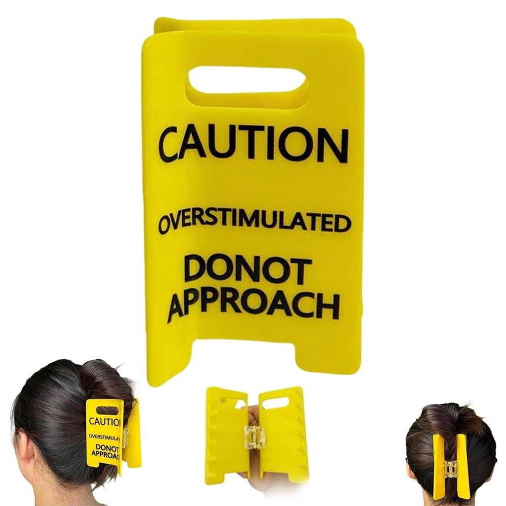 Let Op, Overprikkelde Haarclip - Grappig Geel Bordje 'Niet Benaderen' - Leuk Cadeau-image