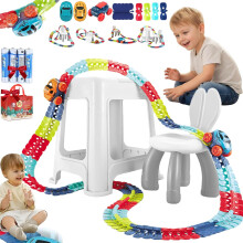 Pista de Corrida Antigravidade Brilhante com Carrinho - Pista de Escalada Elétrica LED 360 - Presente para Crianças