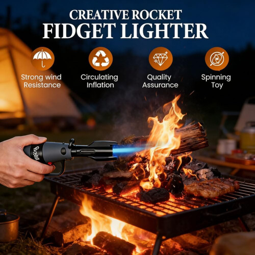Αντιανεμικός Αναπτήρας Creative Rocket Fidget - Ρυθμιζόμενος Φλόγας Jet σε Μπλε Φακό 1