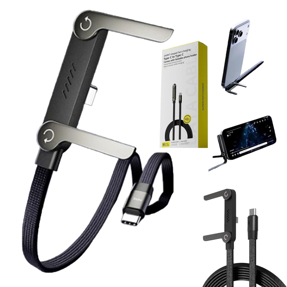 2-In-1 Invisible Phone Charger Cable With Stand - 240W Super Fast Type C 5Ft 3233222765250
