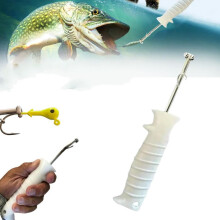 Fishhook Extractor Quick Release, 1Piece, NonSlip Grip, DeepThroat Design, Protective Sleeve, For Bass, White
