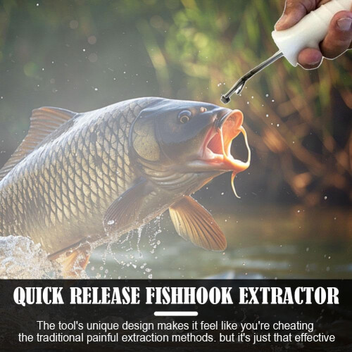Fishhook Extractor Quick Release, 1Piece, NonSlip Grip, DeepThroat Design, Protective Sleeve, For Bass, White 2