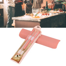 Edelstahl-Geschirrset mit rosa Gold-Reisebesteck, 19 cm