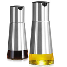 OlivenöL- und Essigspender-Set, 2Er-Pack OlivenöLspender Menage mit Eleganter Glasflasche und Tropffreiem Design