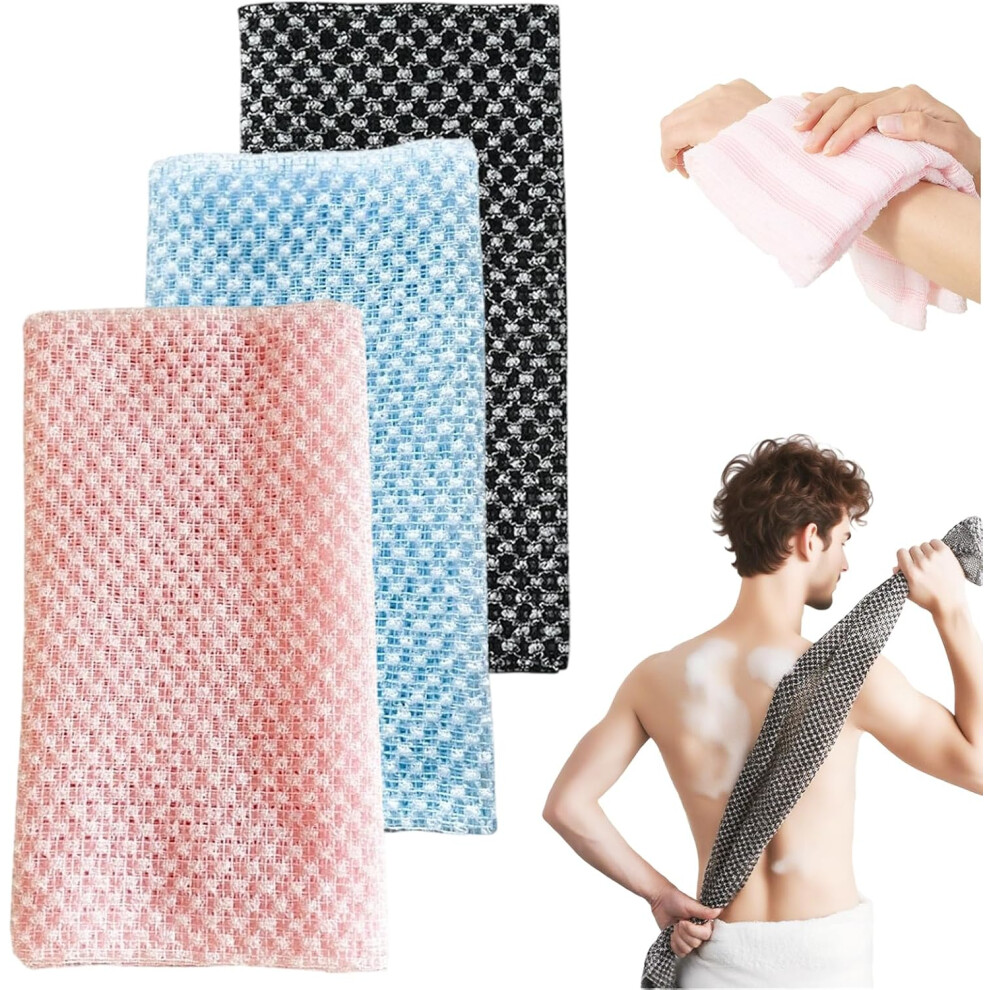 Oimg 3Pcs Exfoliating Shower Towel For Body & Face, Premium Scrub Wash Cloth