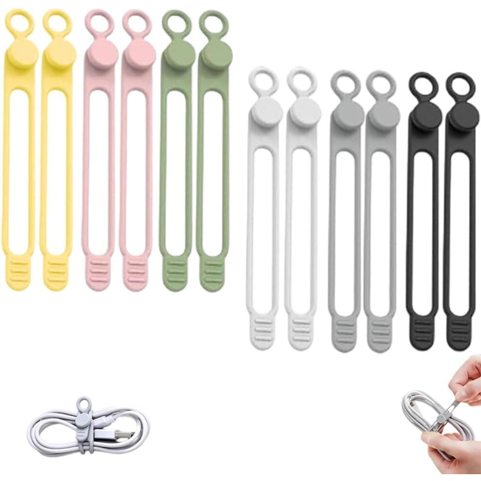 Data Cable Organizer, Elastic Silicone Cable Tie Reusable For Bundling 3233222773200