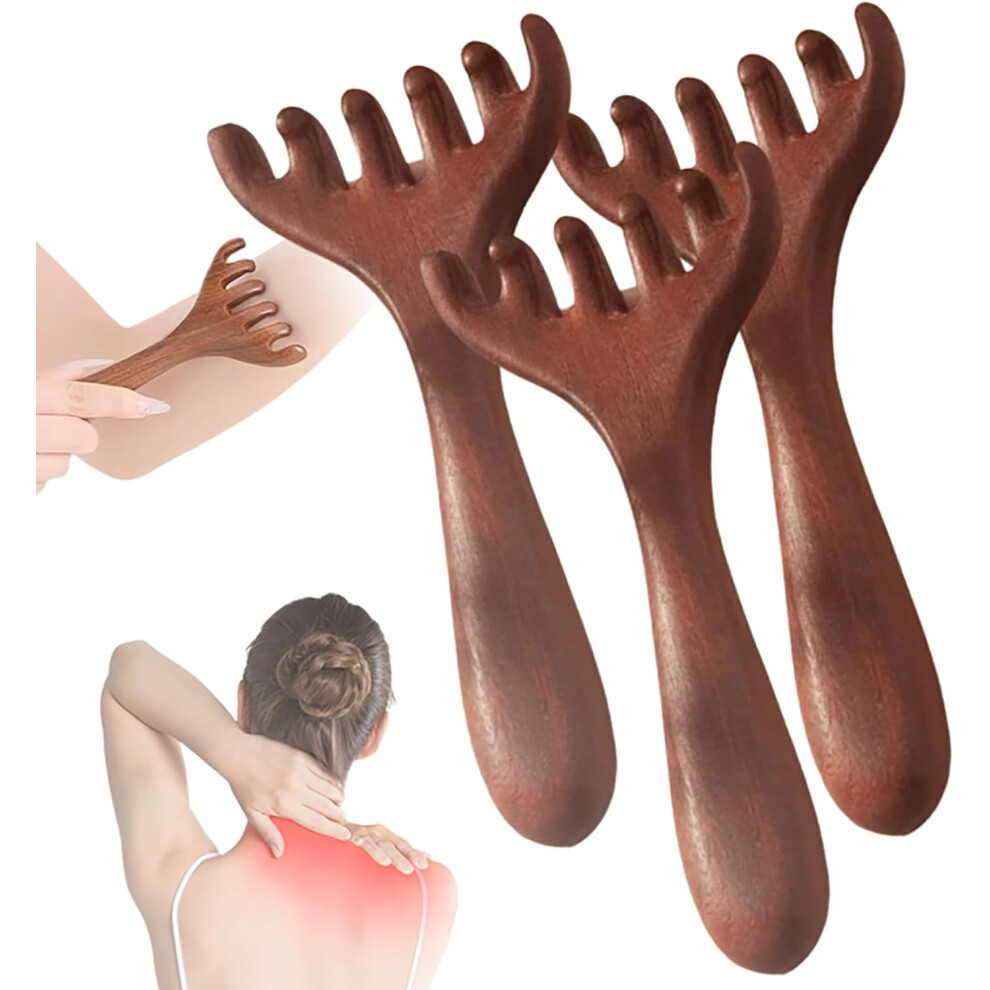Oimg Wooden Massage Comb 6 Claws, Meridian-Dredging Rake Foot Acupoint Tool