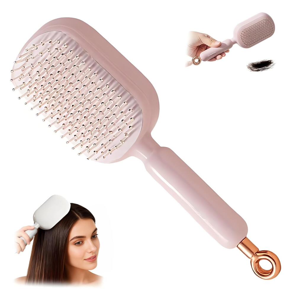 Oimg Retractable Cushion Massage Comb, Self-Cleaning Anti-Static Hair Brush