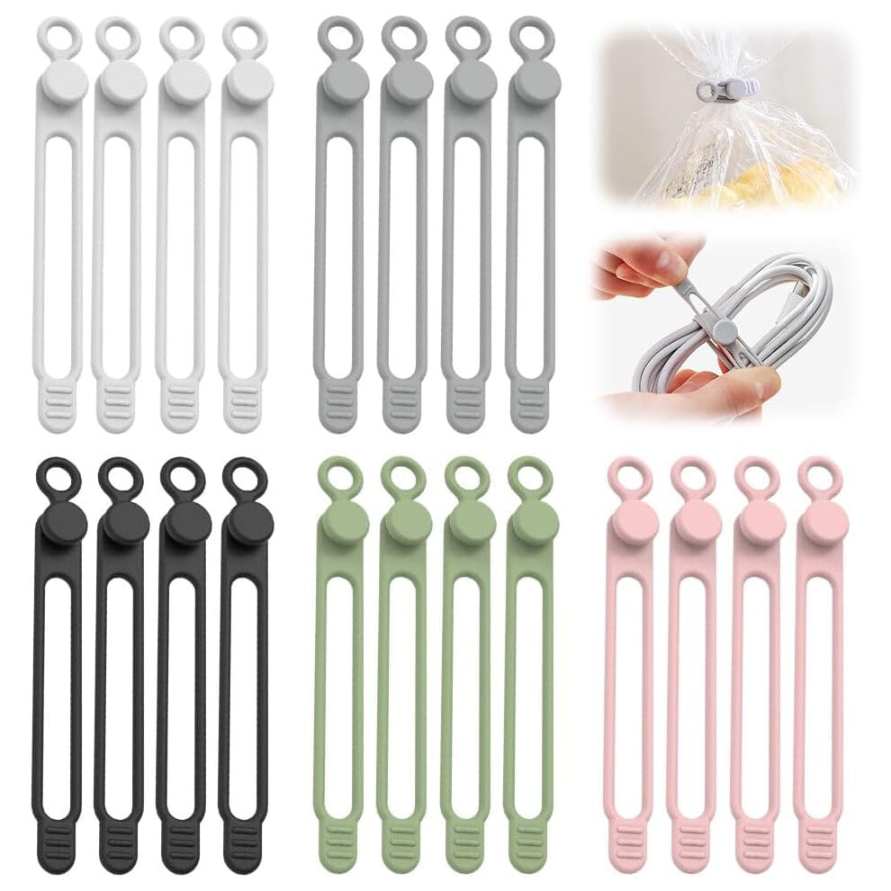 20Pcs Data Cable Organizer, Silicone Cable Ties Management Reusable Cord 3233222772890