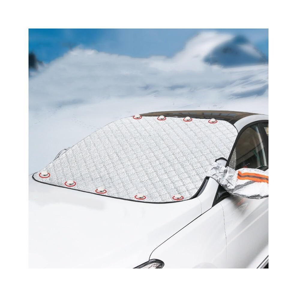 4-Layer Magnetic Windshield Cover For Car, Ice And Snow Frost Blanket With Mirror 3233222776195