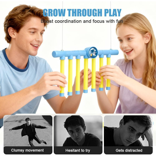 Reflective Drop Stick Challenge Game, Upgraded Hand Eye Coordination Reflex Toy 2