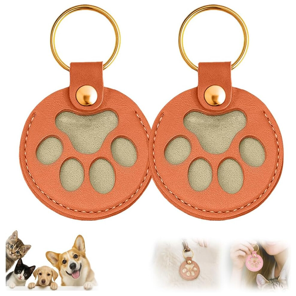 Brelok Do Przechowywania SierśCi ZwierząT, SkóRzany Brelok Z Wymiennym WkłAdem W KształCie Psiej łApy-image