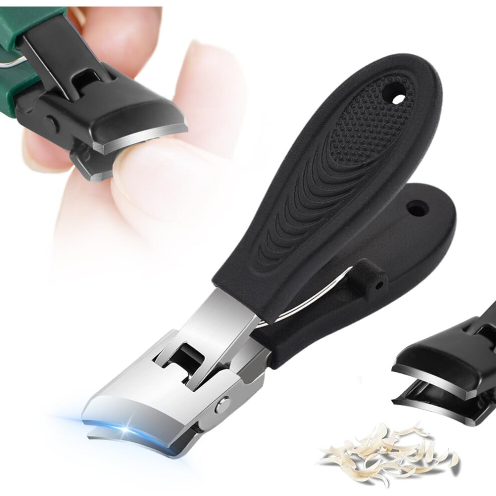 Oimg Wide Opening Anti-Splash Slanted Nail Clipper, Curved For Thick Toenails