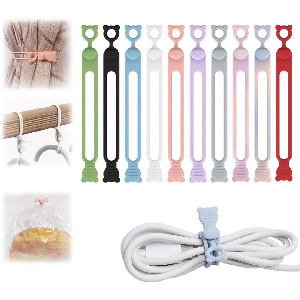 Data Cable Organizer, Silicone Cable Ties Reusable Charging Cord Multipurpose 3233222776379