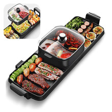 Electric Hot Pot Grill with Divider, Dual Cooking Options, Indoor BBQ Cooker for Parties