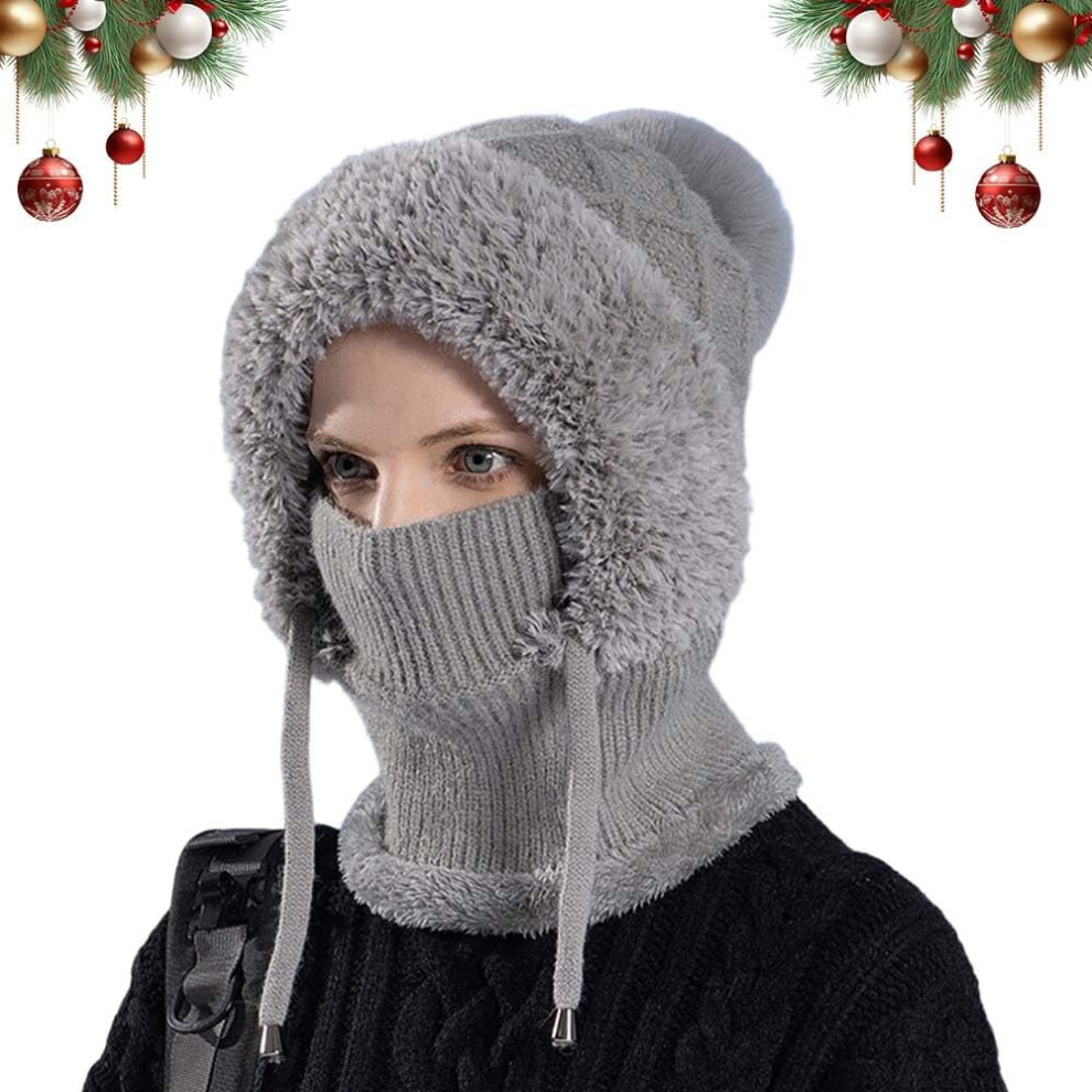 3-In-1 Windproof Fleece Balaclava - Beanie Hat, Face Mask & Neck Gaiter For Skiing 3233222778212