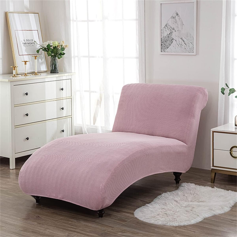 Polar Fleece Fabric Armless Chaise Longue Chair Cover - Stretch Seat Slipcover 3233222779042