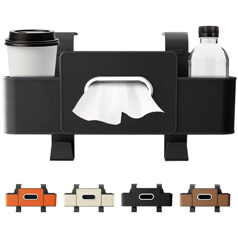 3 In 1 Car Backseat Organizer Tissue Box Trash Bin Hooks Multifunctional Seat Storage Black 3233222893472