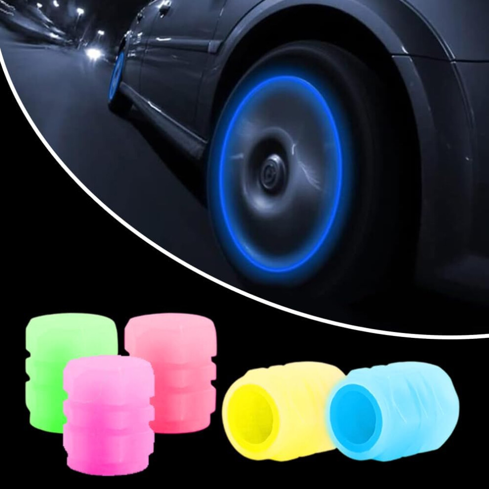 Universal Noctilucent Glowing Tire Valve Caps - Waterproof Glow In For Cars Bikes Dark 3233222780857