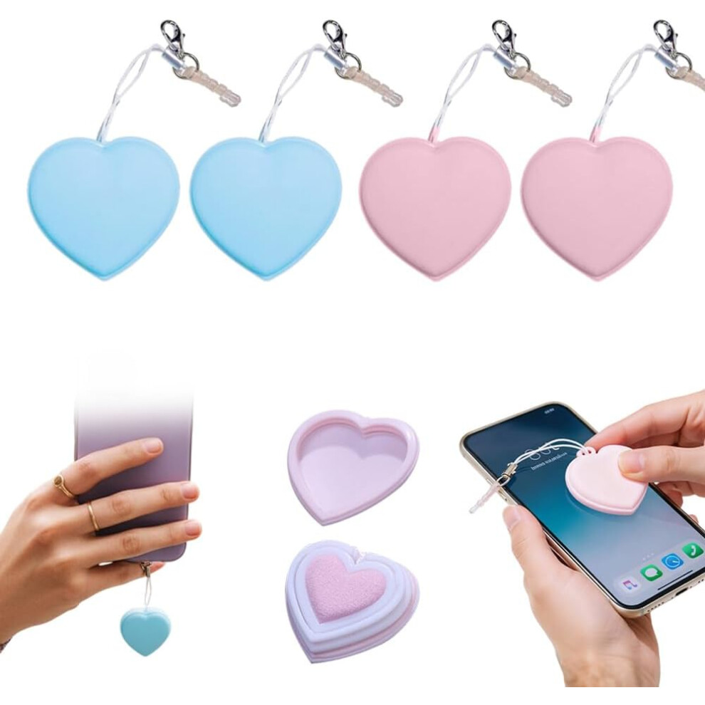 Oimg Heart-Shaped Phone Screen Cleaner - Macaron Colour Portable Reusable Wipes For Glasses 4Pcs