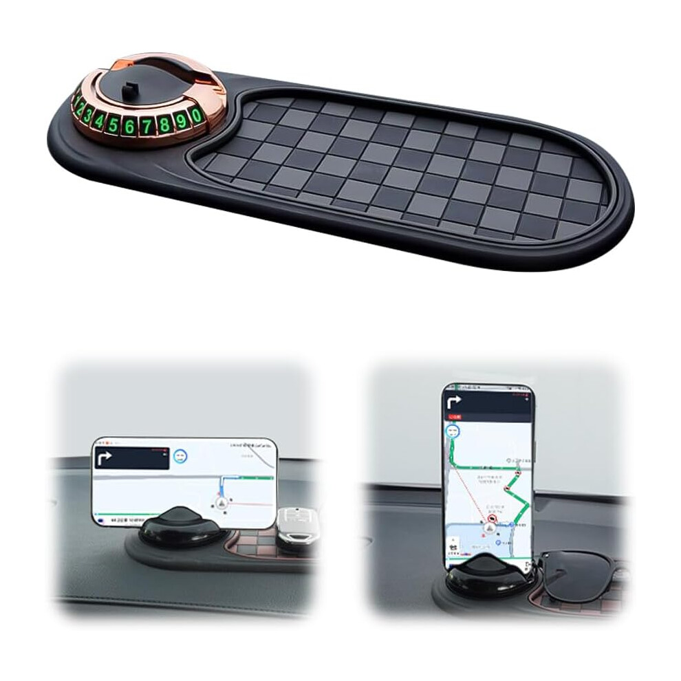 Rotatable Anti Skid Car Dashboard Pad - Phone Holder With Parking Number & Storage Mat 3233222781069
