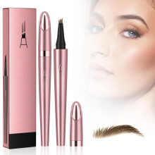 Magisk øyenbrynsblyant 3D vanntett microblading - 4 tupper naturlig langvarig lysebrun