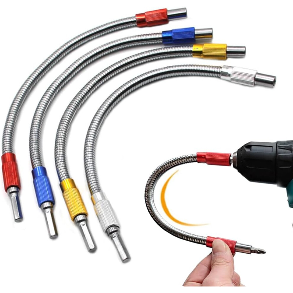 Hexagonal Shank Metal Flex Extension Bit Holder - Flexible Drill Bit Screwdriver 4 Pcs 3233222782684
