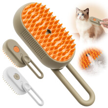 Escova a vapor para animais de estimação 2025, nova, 3 em 1 - Pente removedor de pelos para cães e gatos, recarregável, cor cáqui.