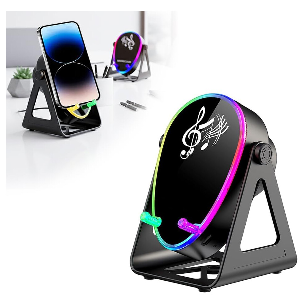 5-In-1 Wireless Induction Bluetooth Speaker - Adjustable Phone Stand Rechargeable Stereo Black 3233222782431