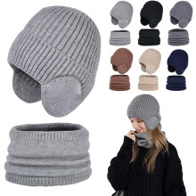 Winter-Fleece-Schal-Set für Kinder – Mütze und Schal, warmer Strick-Nackenwärmer für Kinder