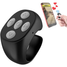 Telecomandă Bluetooth fără fir cu vârful degetului 2026 - Obturator inelar pentru cameră TikTok, negru