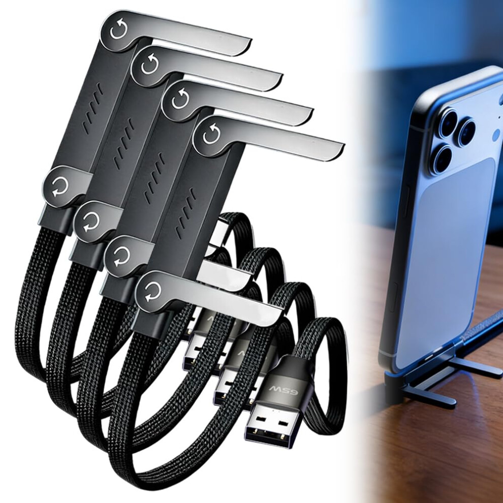 Usb A To Usb C Cable 4.9Ft 65W - Braided Fast Charge With Built-In Phone Stand 4 Pack 3233222785173