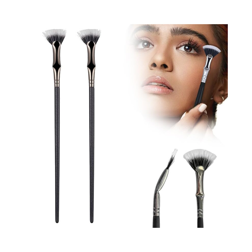 Oimg Folding Angle Scalloped Lash Brush 2024 - Eyelash Comb Separator Tool Mascara Fan Brush 2 Pack
